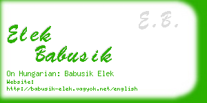 elek babusik business card